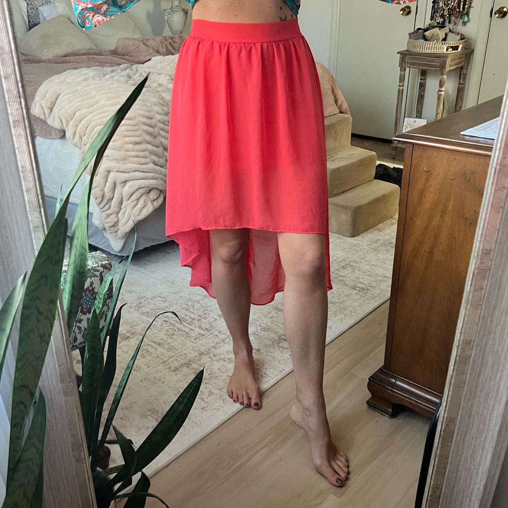 High-low coral skirt